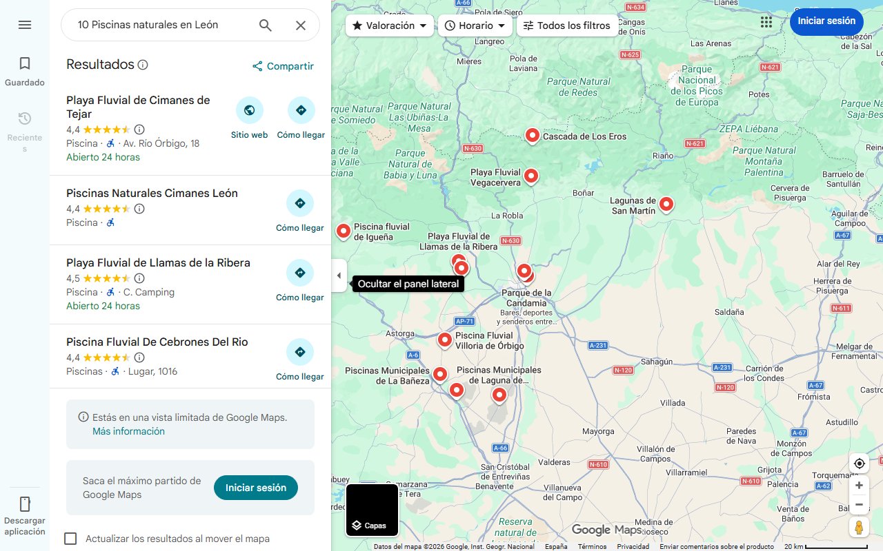 Mapa de 10 Piscinas naturales en León: los mejores lugares para bañarse