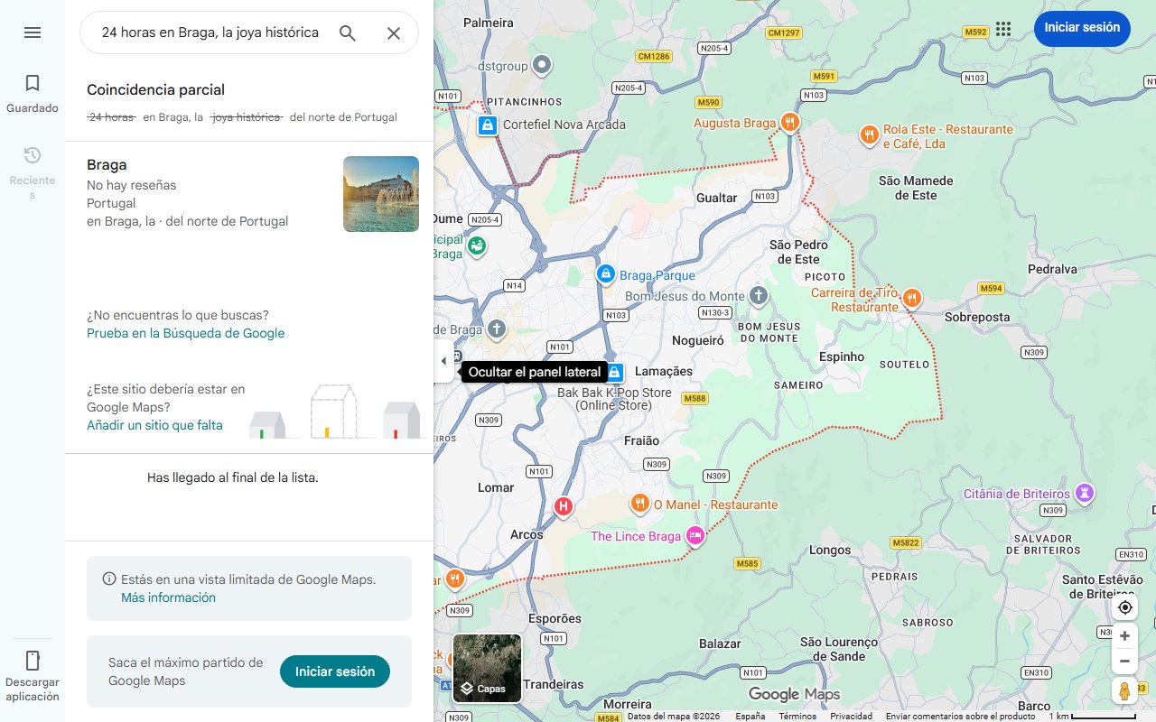 Mapa de 24 horas en Braga, la joya histórica del norte de Portugal