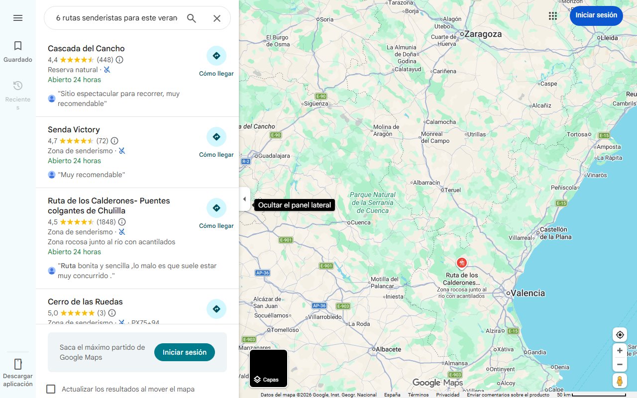 Mapa de 6 rutas senderistas para este verano con menos de 10 km y chapuzón incluido
