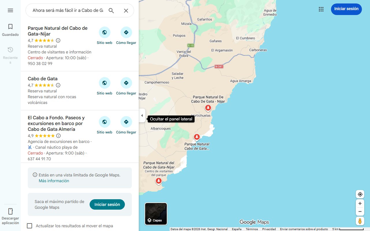 Mapa de Ahora será más fácil ir a Cabo de Gata desde Almería: se ponen en marcha más autobuses