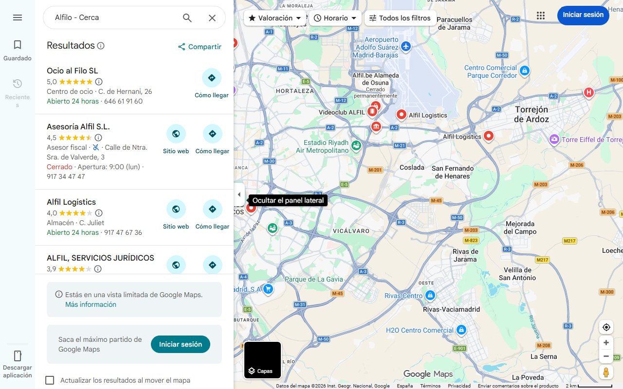 Mapa de Alfilo - Cerca
