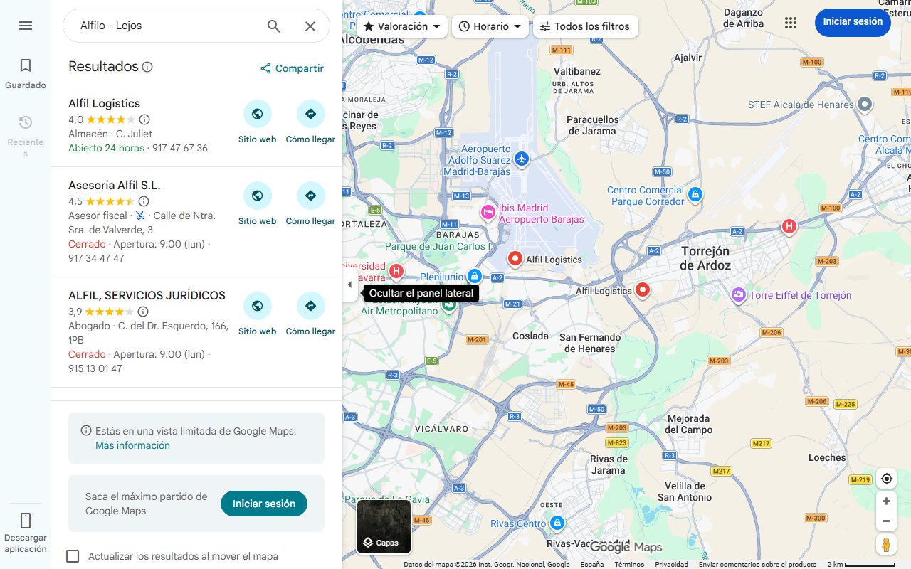 Mapa de Alfilo - Lejos
