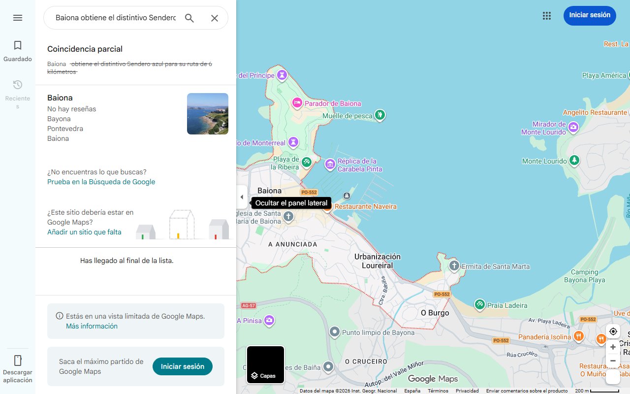 Mapa de Baiona obtiene el distintivo Sendero azul para su ruta de 6 kilómetros