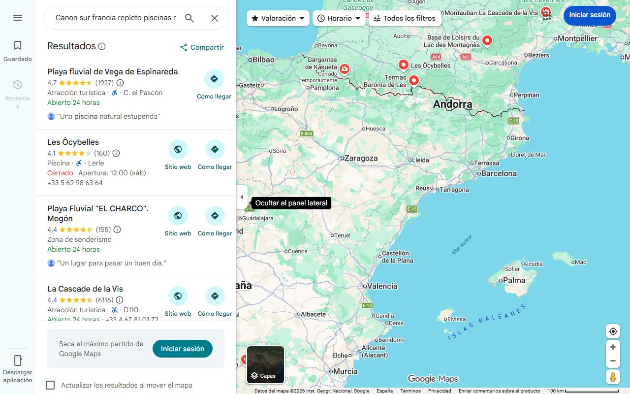 Mapa de Canon sur francia repleto piscinas naturales playas fluviales pueblos ensueno 20687