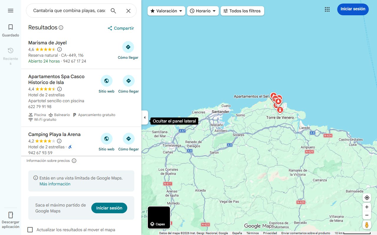 Mapa de El pueblo de Cantabria que combina playas, casonas, senderos y marismas y solo tiene 500 habitantes