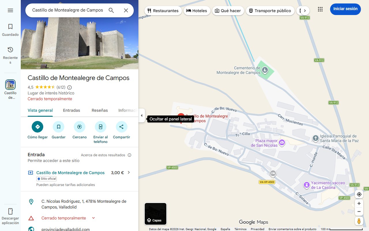 Mapa de Castillo de Montealegre de Campos, la fortaleza que nunca nadie pudo conquistar