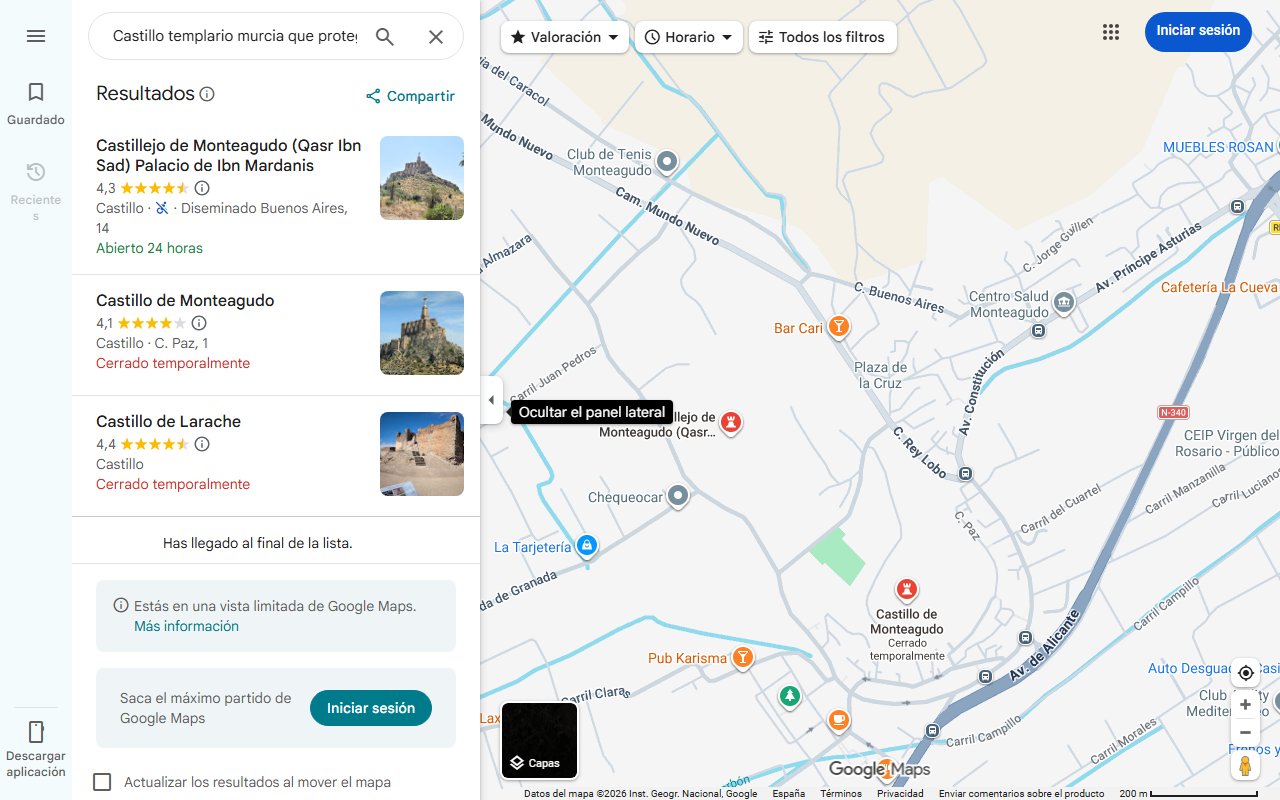 Mapa de Castillo templario murcia que protege reliquias mas importantes cristiandad 22528