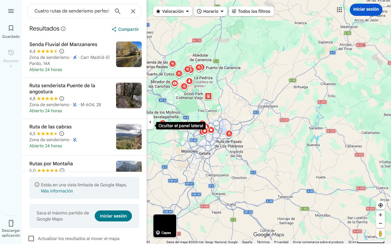 Mapa de Cuatro rutas de senderismo perfectas para disfrutar de la magia del otoño cerca de Madrid: bosques de colores que son escenario de cuento
