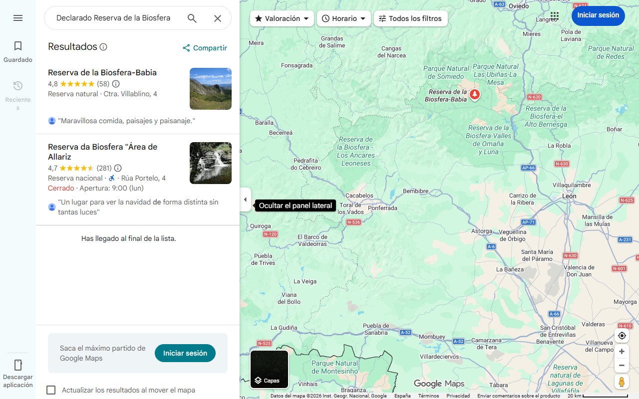 Mapa de Declarado Reserva de la Biosfera: el sorprendente paisaje que originó la expresión «estar en Babia»