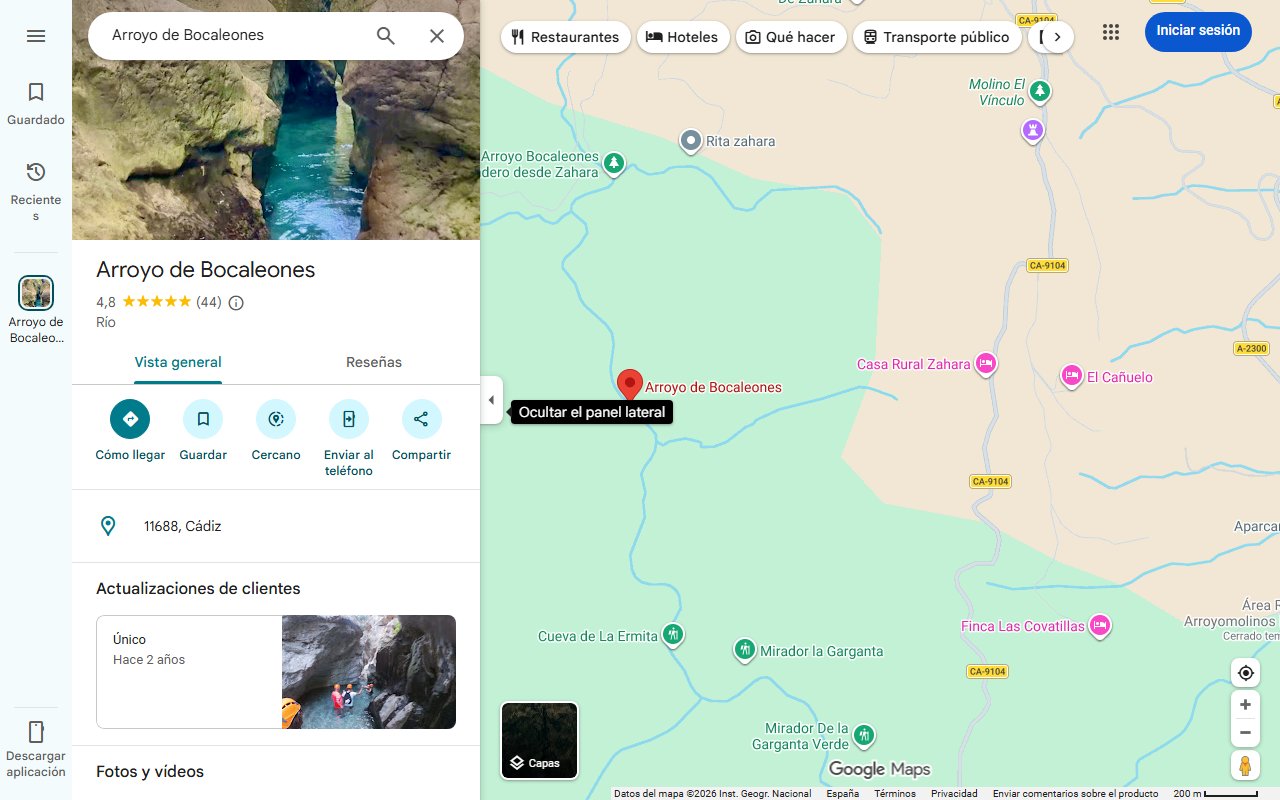 Mapa de El arroyo Bocaleones: la refrescante ruta de senderismo, con agua hasta la cintura y naturaleza en estado puro, a hora y media de Sevilla