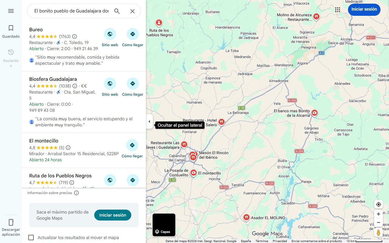Mapa de El bonito pueblo de Guadalajara donde se come muy bien y que casi nadie conoce: es la catedral de los guisos