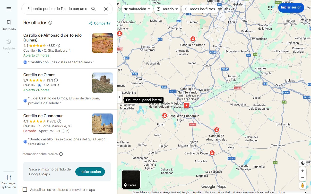 Mapa de El bonito pueblo de Toledo con un castillo medieval donde ocurre una de las escenas más importantes del 'Lazarillo de Tormes'