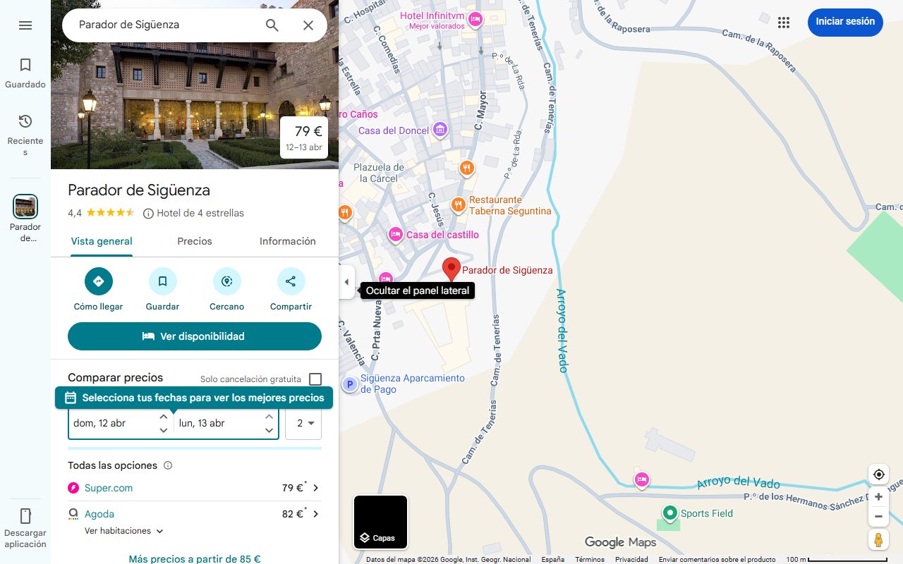 Mapa de El castillo del siglo XII en Guadalajara donde dormirás entre murallas por menos de 60 euros