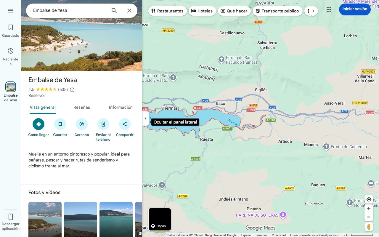 Mapa de El embalse de Aragón que parece una playa: se esconde en un pueblo de Teruel