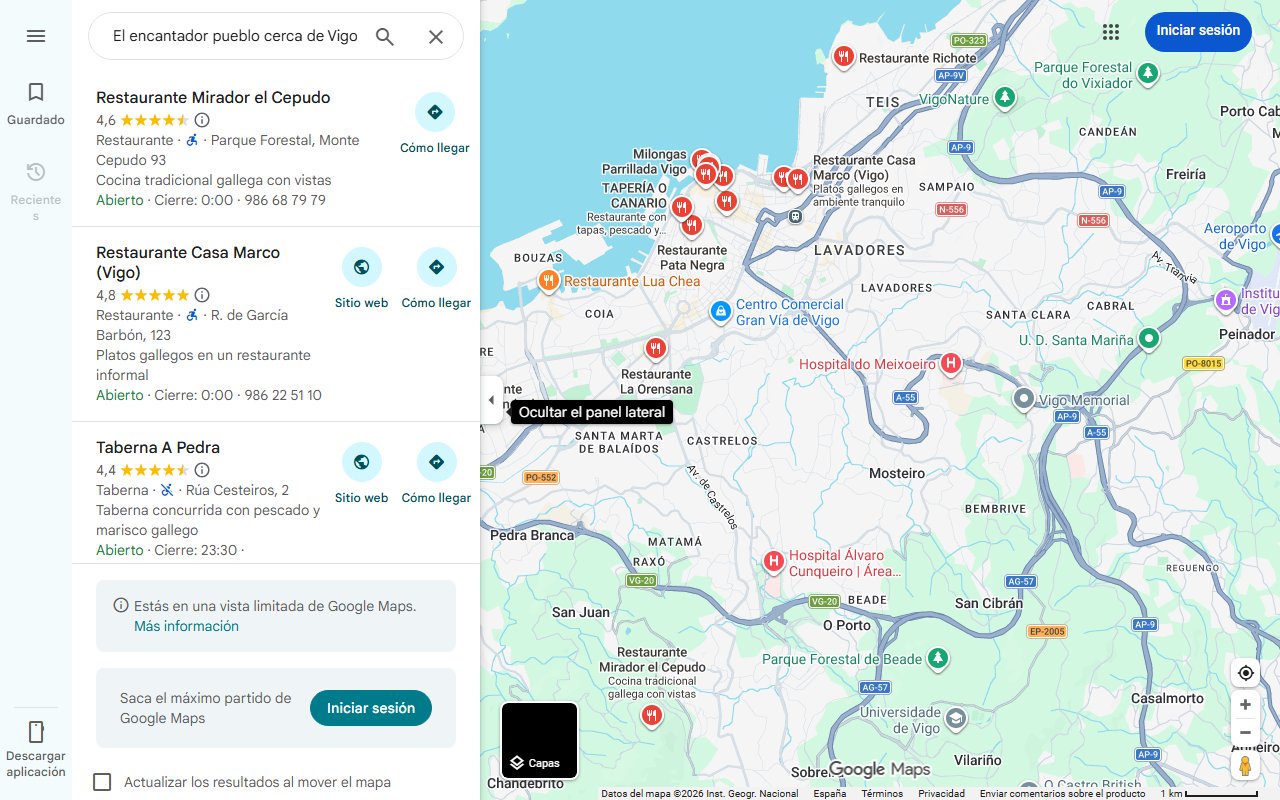 Mapa de El encantador pueblo cerca de Vigo donde se come muy bien: 