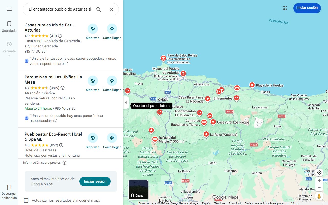 Mapa de El encantador pueblo de Asturias situado en un enclave privilegiado: un remanso de paz y un entorno increíble
