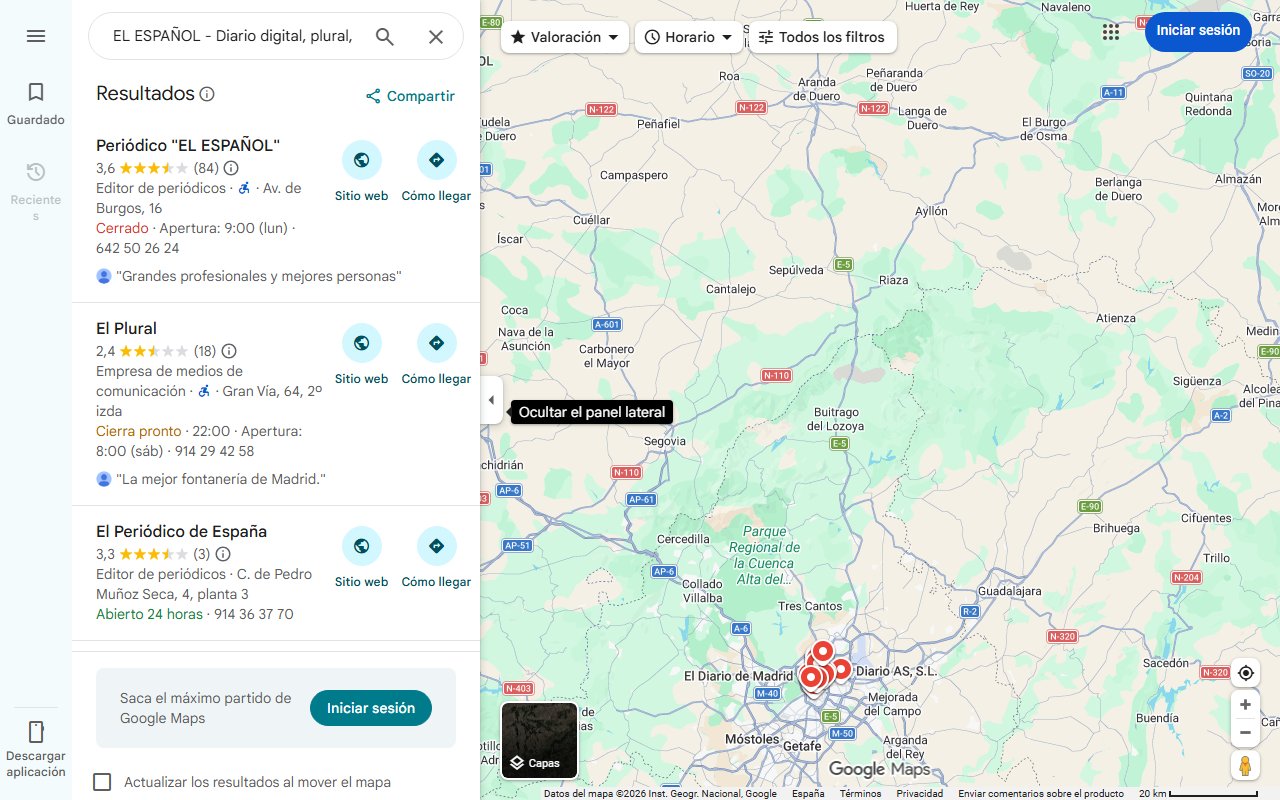 Mapa de EL ESPAÑOL - Diario digital, plural, libre, indomable, tuyo