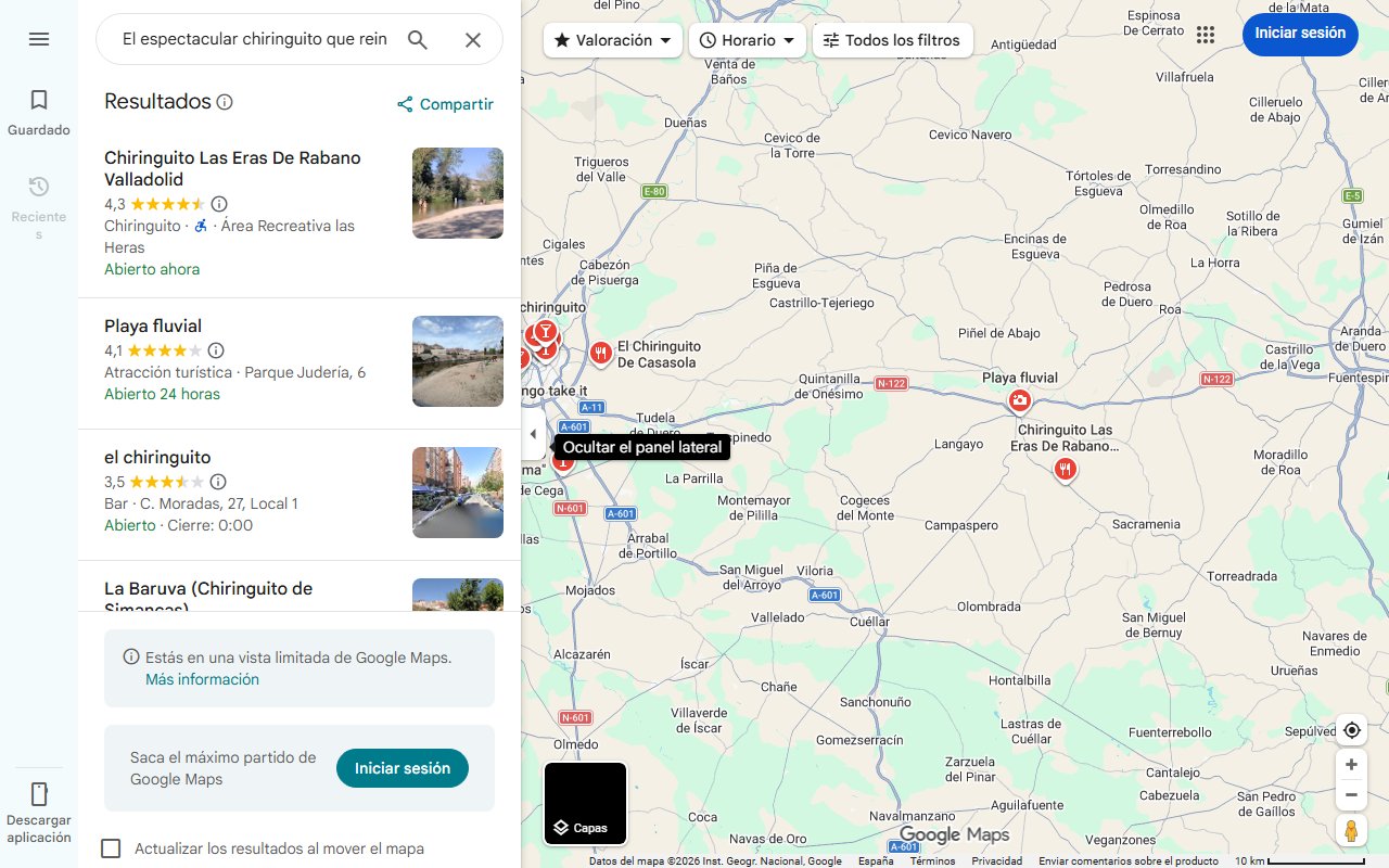 Mapa de El espectacular chiringuito que reina en la bella playa fluvial de un pequeño pueblo de Valladolid: 