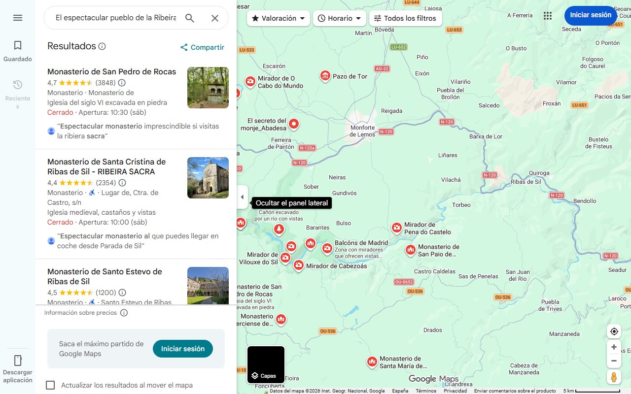 Mapa de El espectacular pueblo de la Ribeira Sacra rodeado de naturaleza y monasterios de la Edad Media