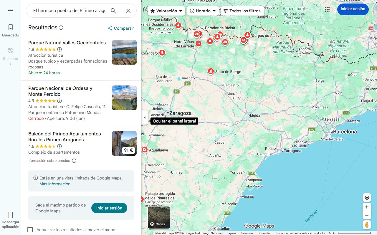 Mapa de El hermoso pueblo del Pirineo aragonés rodeado de naturaleza que es perfecto para una escapada de verano