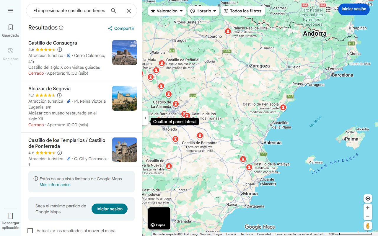 Mapa de El impresionante castillo que tienes que visitar en primavera en España: con un parque botánico exuberante e ideal para ir con tus hijos