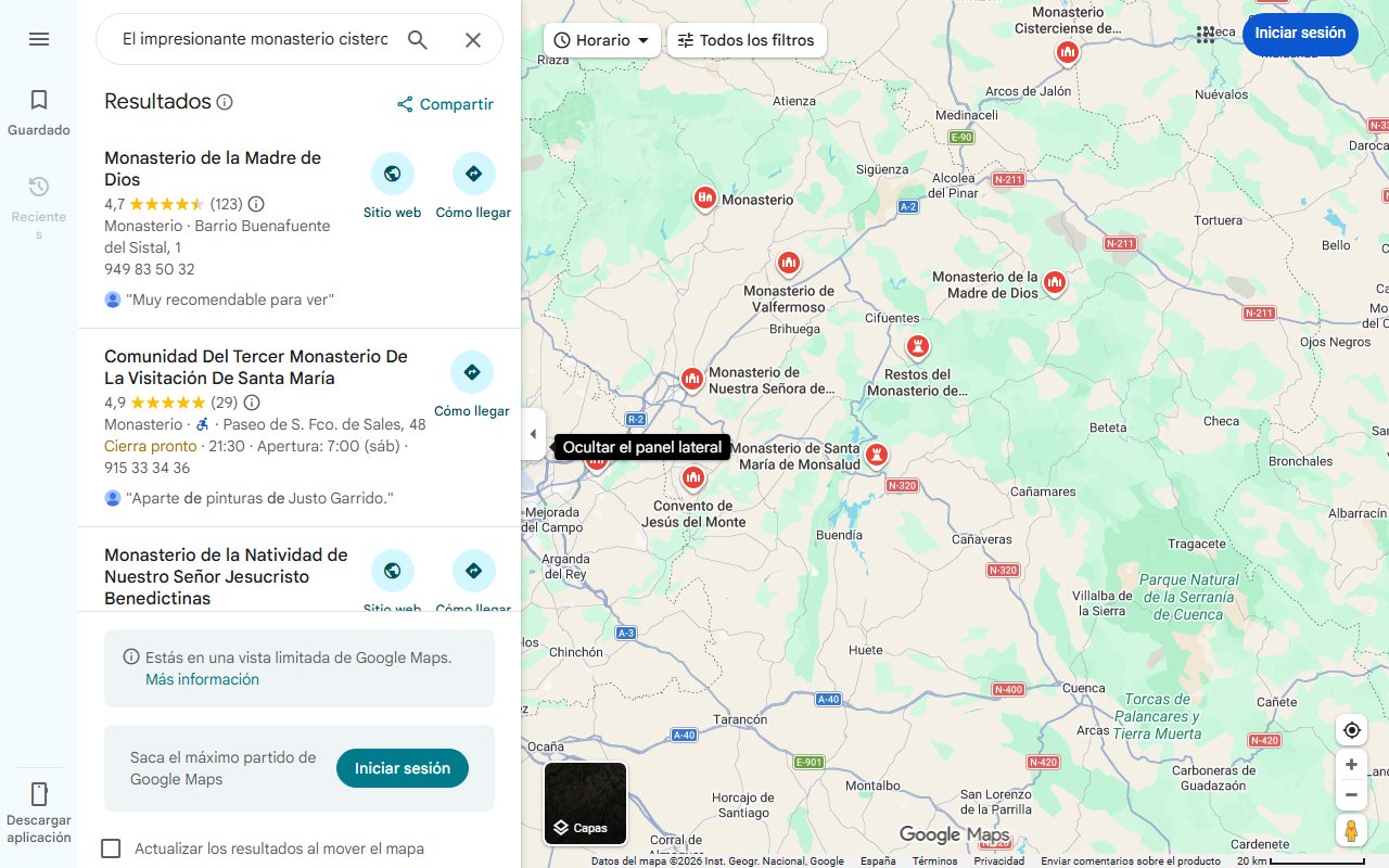 Mapa de El impresionante monasterio cisterciense de Guadalajara que de verdad hace que te sientas en el medievo