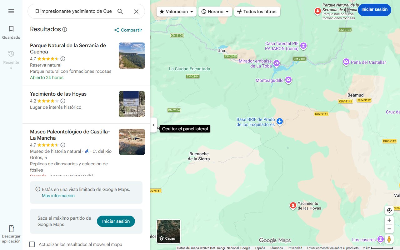 Mapa de El impresionante yacimiento de Cuenca que se ha convertido en Patrimonio Geológico Mundial