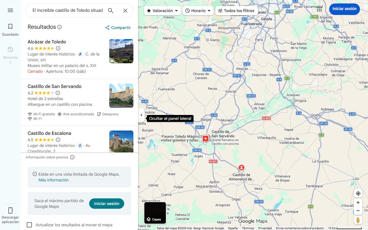 Mapa de El increíble castillo de Toledo situado a orillas de un río que ha abierto sus puertas al público: un palacio mudéjar de origen romano