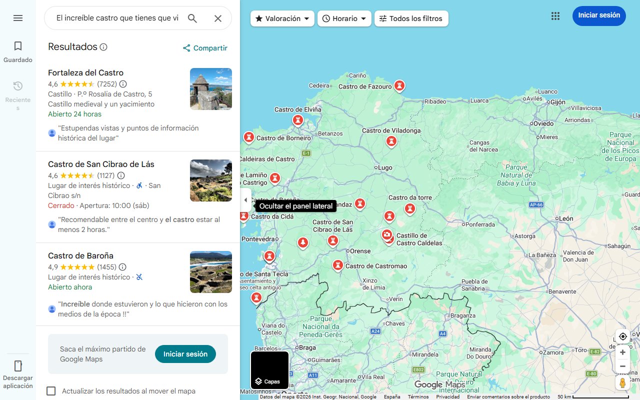 Mapa de El increíble castro que tienes que visitar sí o sí en Galicia: un yacimiento de la época galaico-romana declarado Bien de Interés Cultural