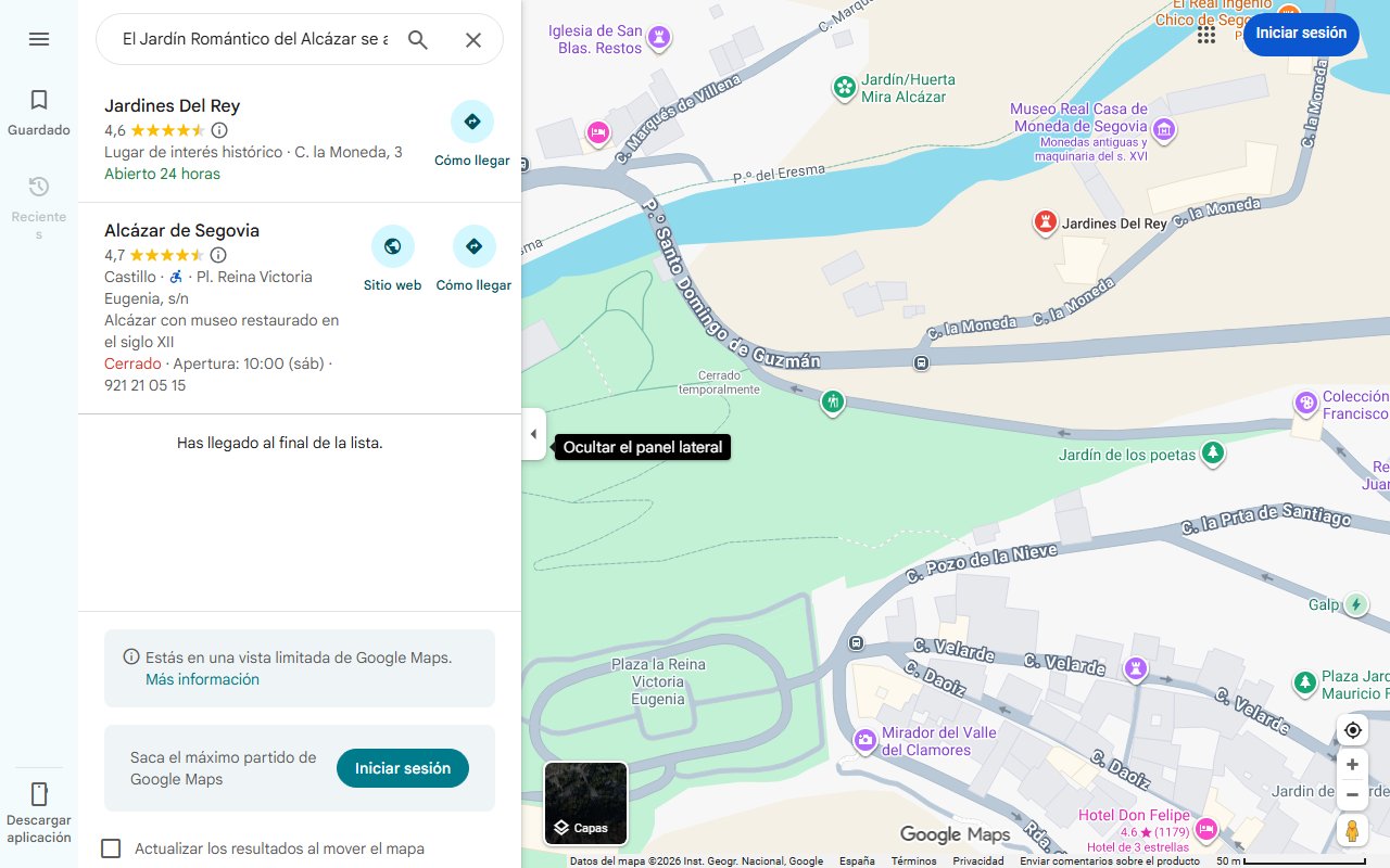 Mapa de El Jardín Romántico del Alcázar se abre al público con dos conciertos - Segoviaudaz.es