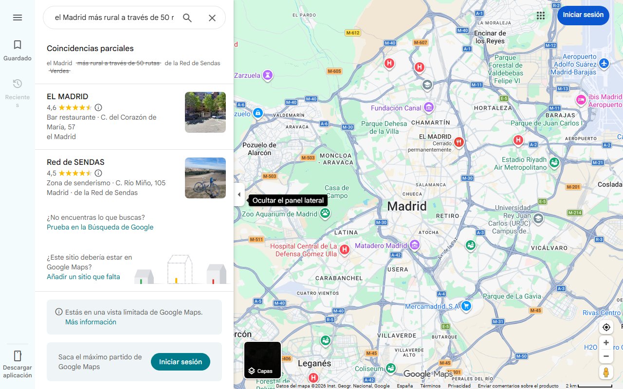 Mapa de Conoce el Madrid más rural a través de 50 rutas de la Red de Sendas Verdes