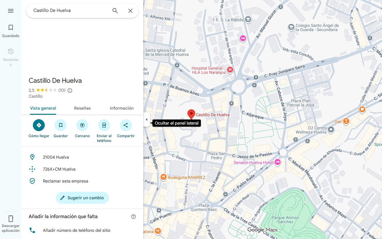 Mapa de El majestuoso castillo de Huelva que acaba de ser declarado Bien de Interés Cultural: 