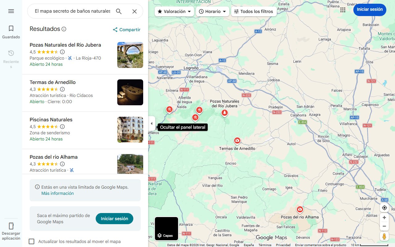 Mapa de El mapa secreto de baños naturales en La Rioja: doce rincones para huir del calor