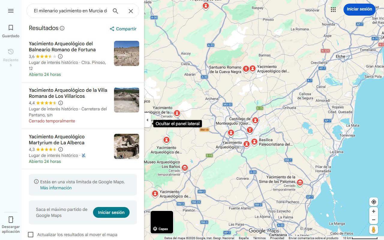 Mapa de El milenario yacimiento en Murcia de íberos, romanos y visigodos: por solo 2 euros puedes descubrirlo