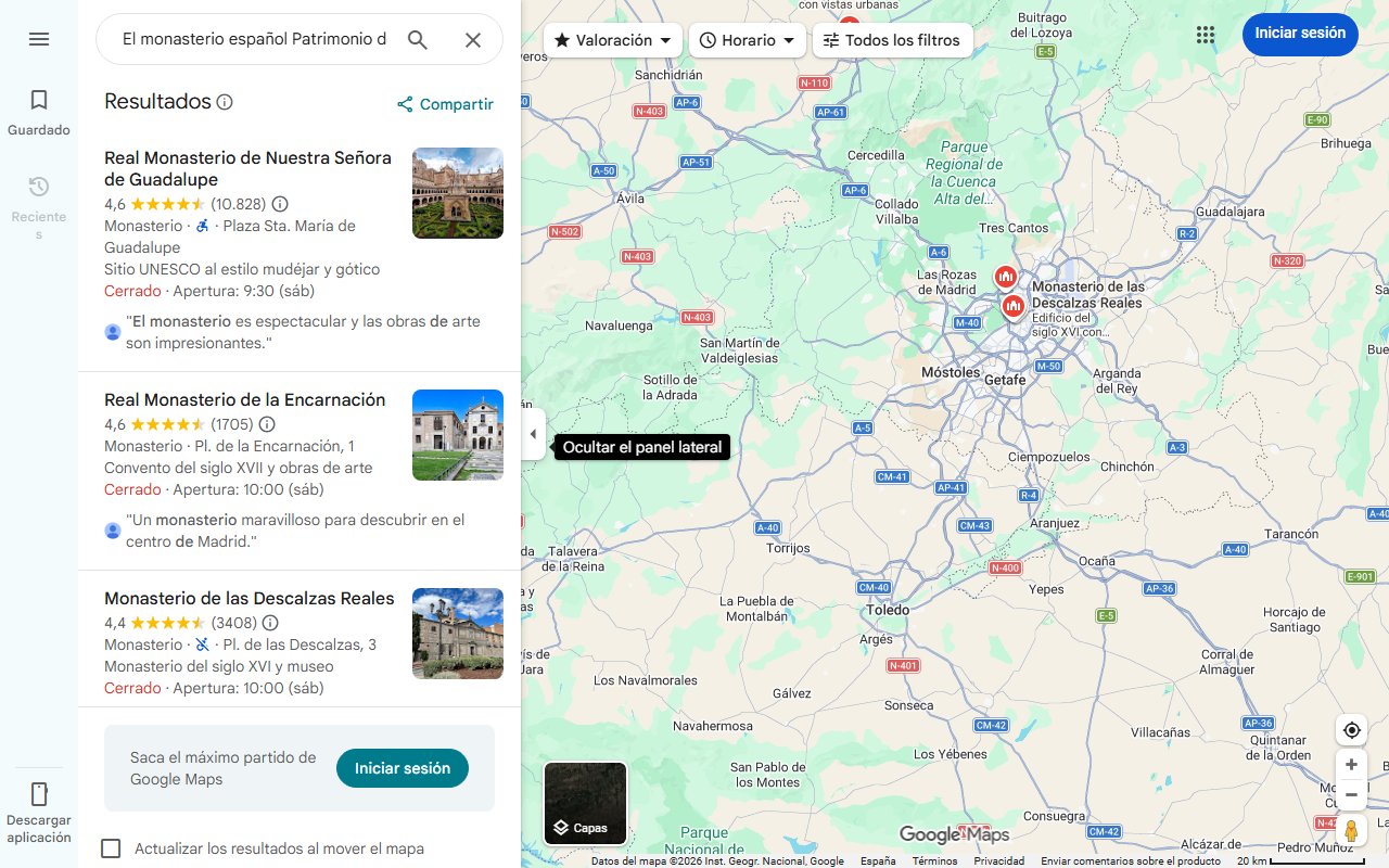Mapa de El monasterio español Patrimonio de la Humanidad donde los Reyes Católicos, Colón y Zurbarán dejaron su huella