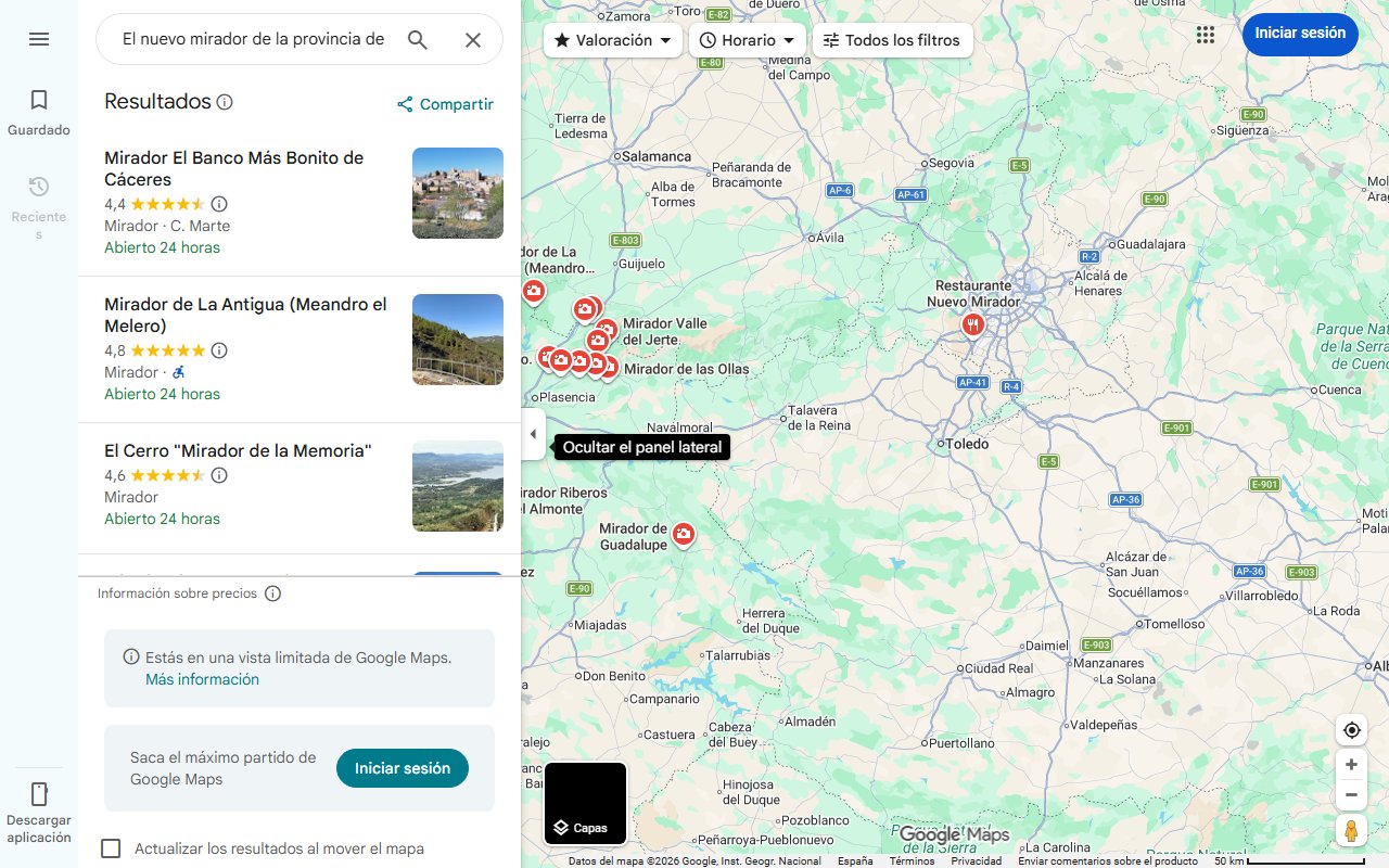 Mapa de El nuevo mirador de la provincia de Cáceres: una vista del paisaje a más de mil metros en La Garganta
