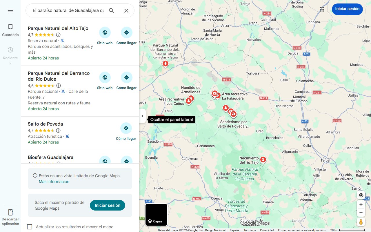 Mapa de El paraíso natural de Guadalajara que te sumerge en mil películas