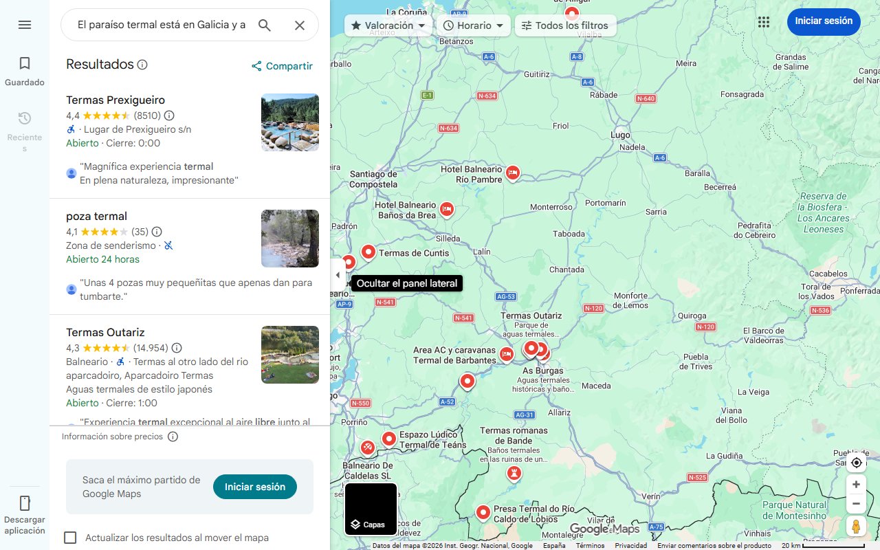 Mapa de El paraíso termal está en Galicia y además es gratuito: con aguas mineromedicinales y a una hora de Coruña y Lugo