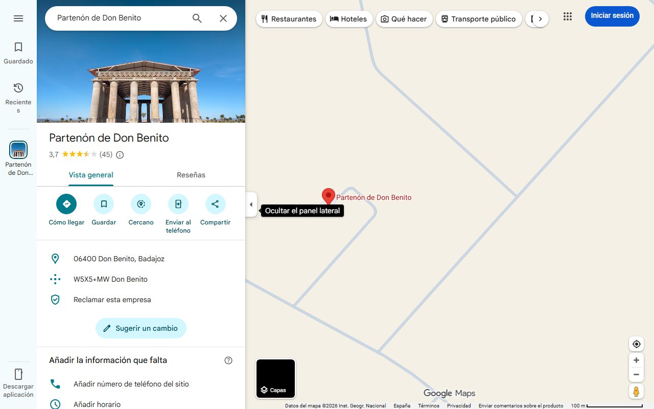 Mapa de El partenón español que muy pocos conocen y que hay que visitar una vez sí o sí: una joya única para ver en Extremadura