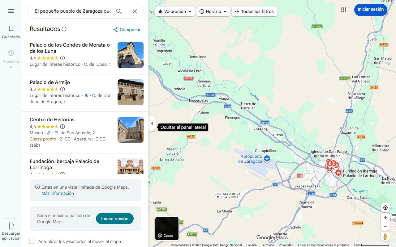Mapa de El pequeño pueblo de Zaragoza que alberga un histórico palacio en su única calle