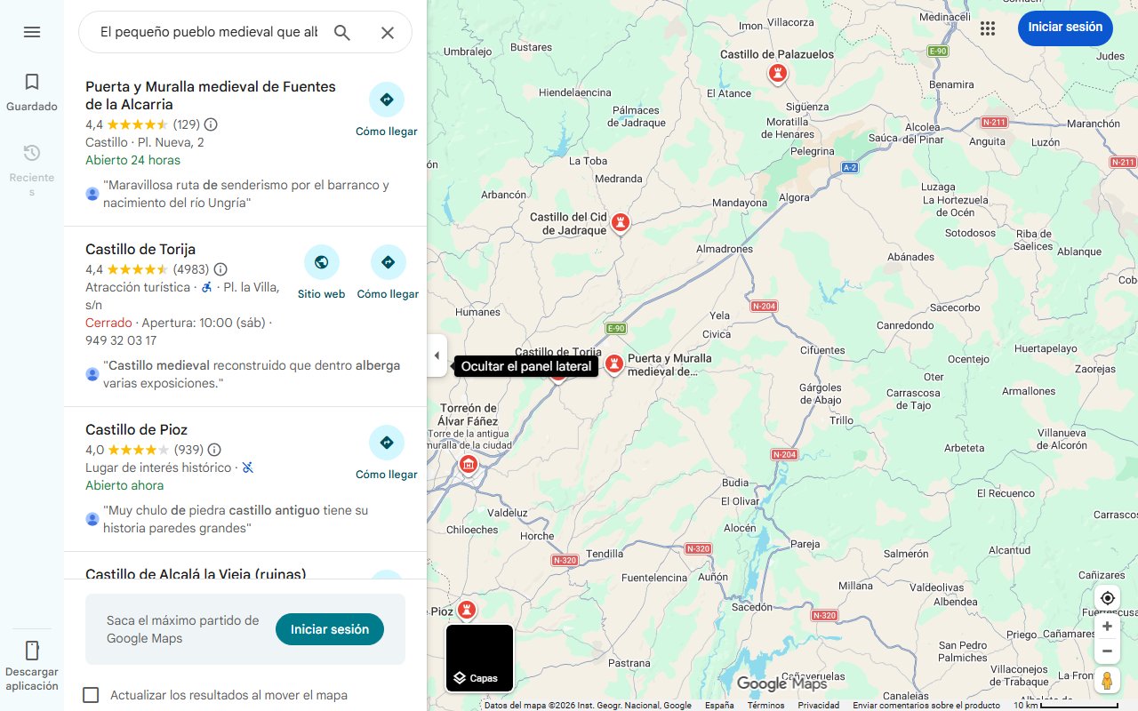 Mapa de El pequeño pueblo medieval que alberga uno de los castillos más antiguos de Guadalajara