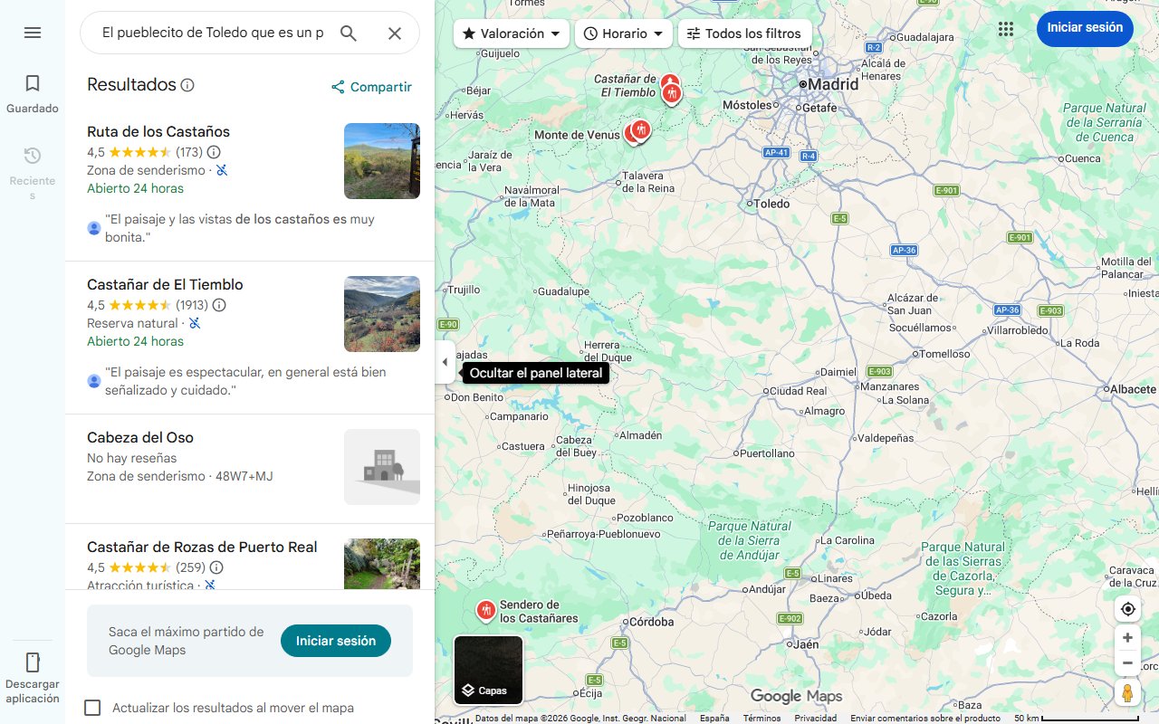 Mapa de El pueblecito de Toledo que es un paraíso para hacer senderismo y coger castañas: cosechan 700 toneladas cada otoño
