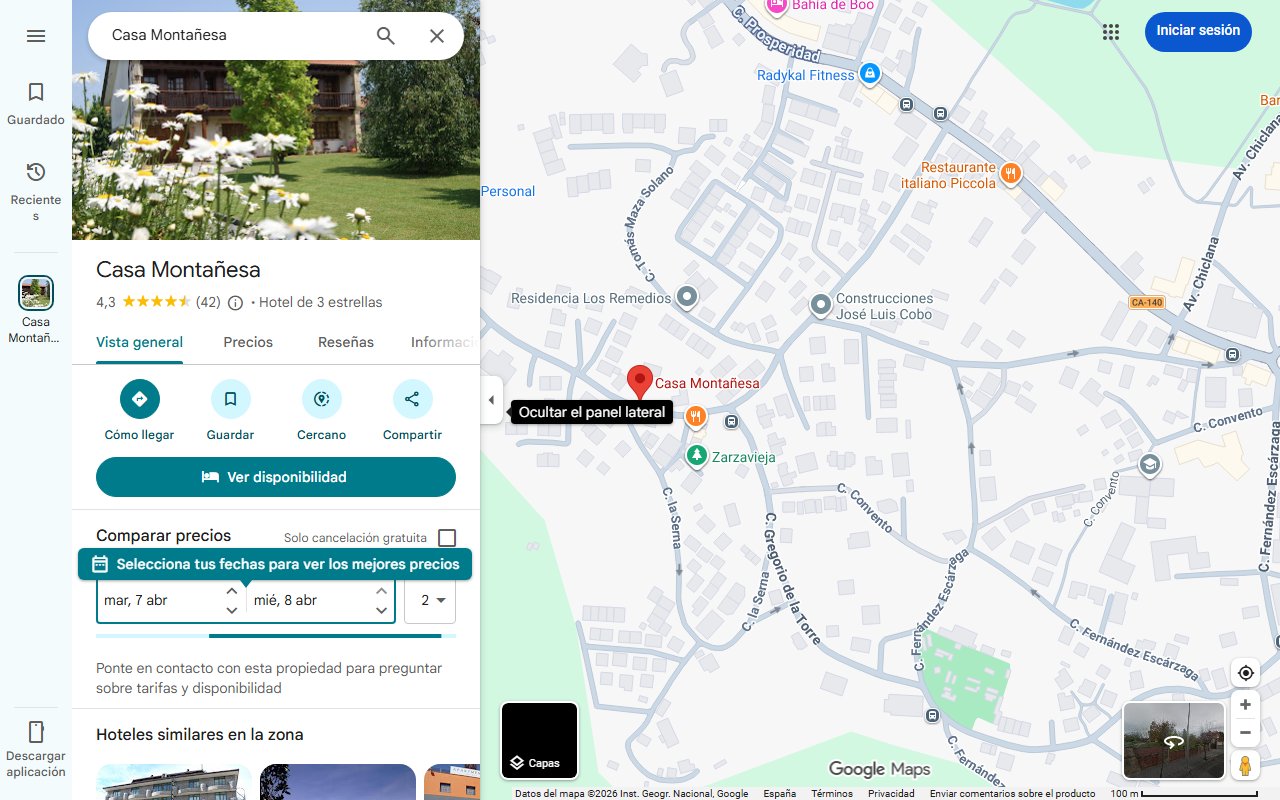 Mapa de El pueblo con casonas emblemáticas y arquitectura montañesa que los Reyes Católicos convirtieron en Camino Real