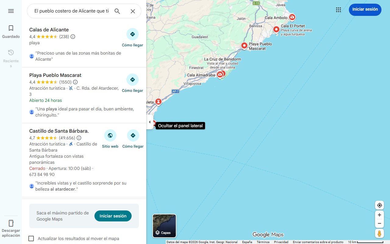 Mapa de El pueblo costero de Alicante que tiene la mejor playa para ver el atardecer: 