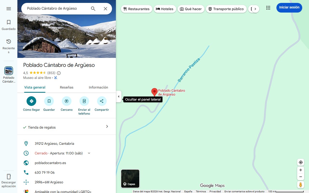 Mapa de El pueblo cántabro con vistas espectaculares al mar y a la montaña que hay que visitar al menos una vez en la vida