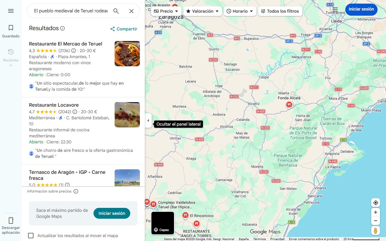Mapa de El pueblo medieval de Teruel rodeado de piscinas naturales donde puedes bañarte en aguas cristalinas y hacer senderismo
