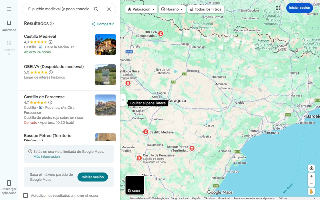 Mapa de El pueblo medieval (y poco conocido) de Aragón perfecto para una escapada: un castillo y unas vistas espectaculares