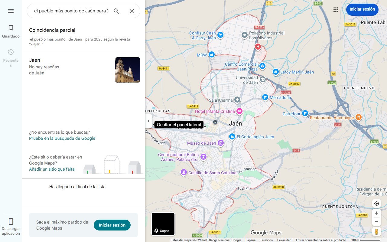 Mapa de Este es el pueblo más bonito de Jaén para 2025 según la revista ‘Viajar’