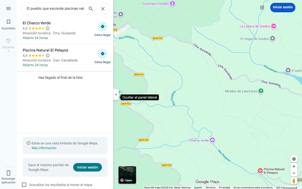 Mapa de El pueblo que esconde piscinas naturales y cuevas milenarias a los pies de la Sierra de Gredos