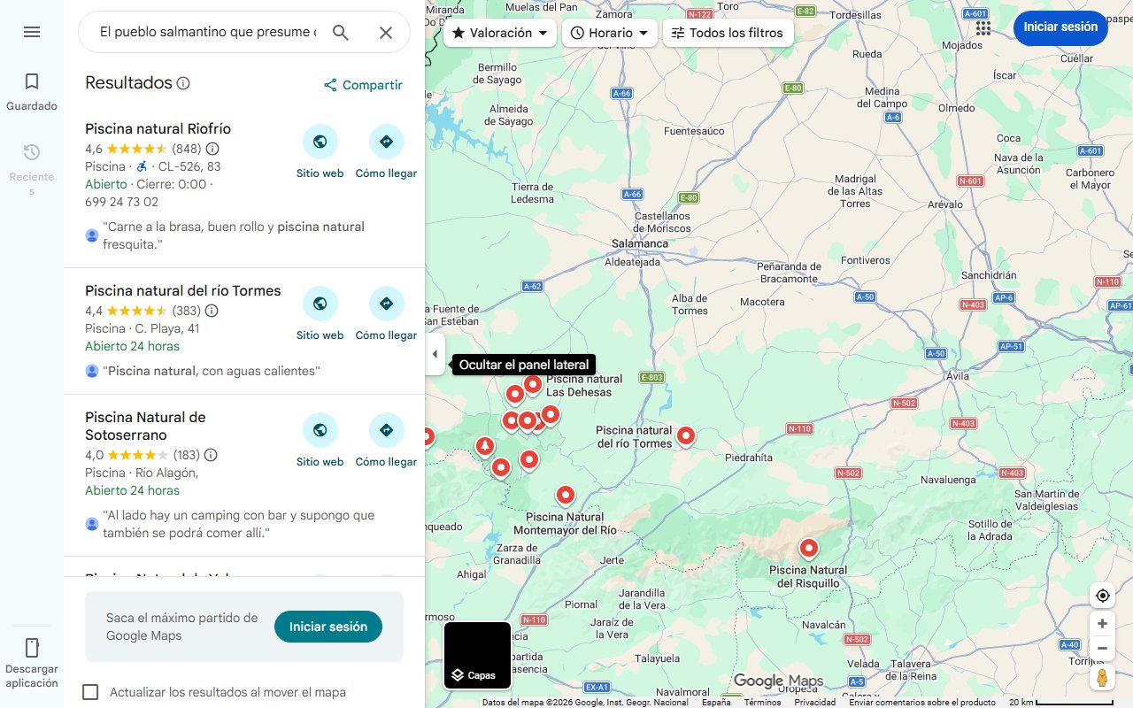 Mapa de El pueblo salmantino que presume de piscina natural: 'abrigada' por un bosque y con un interesante chiringuito | La Gaceta de Salamanca